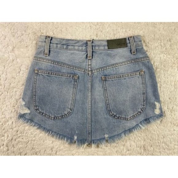 Carmar Size 27 Womens Skirt Cotton Bling Raw Hem Mini Distress Zip Front - Picture 3 of 3